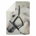 Begin Home Decor 60 x 80 in. Darius The White Horse-Sherpa Fleece Blanket 5545-6080-AN63